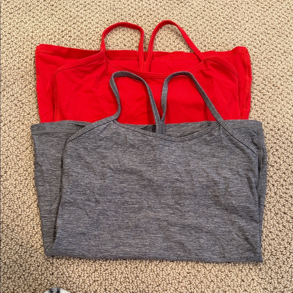 Lululemon Power Y Tanks Red and Gray Tank Tops